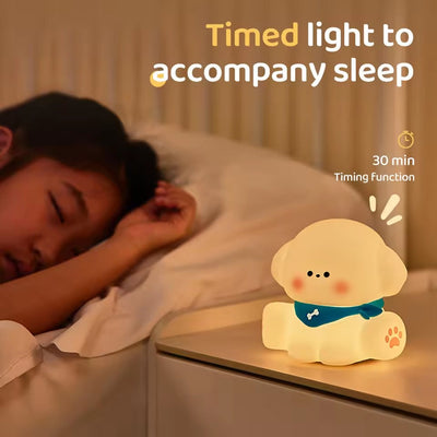 Cute Puppy 3D Silicon Touch Lamp - USB Chargeable