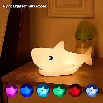 Cute Shark Colour Changing 3D Touch Silicon Lamp - USB Chargeable