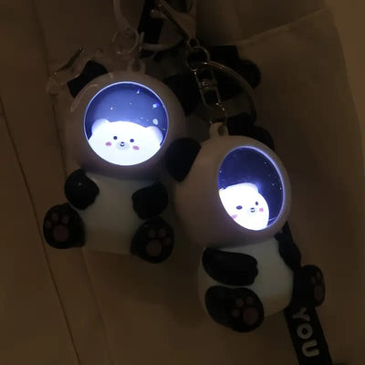 Bear In Panda Cosplay 3D Keychain With Light (Random Bear will be provided)