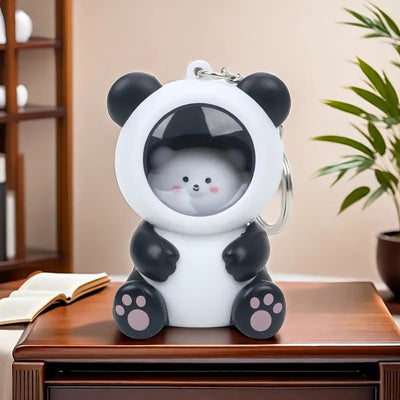 Bear In Panda Cosplay 3D Keychain With Light (Random Bear will be provided)