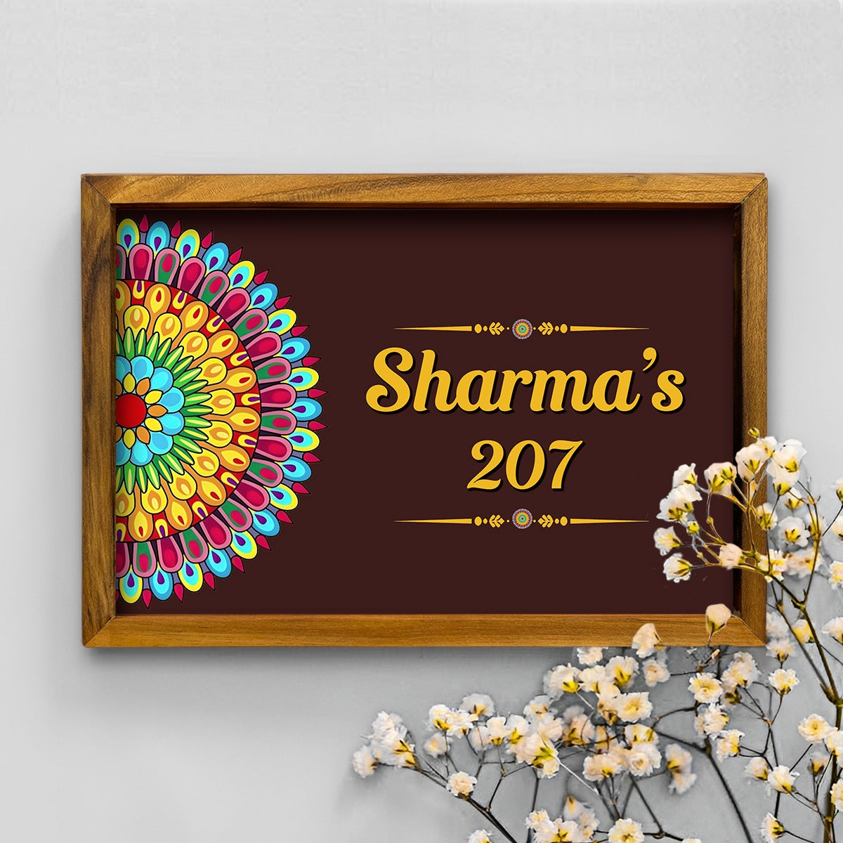 Mandala Style 3D Name Plate With Frame