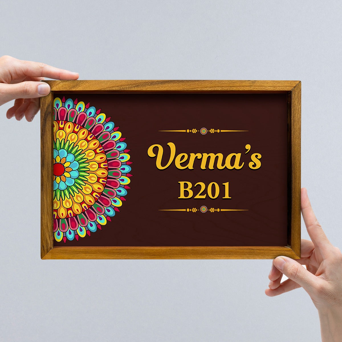 Mandala Style 3D Name Plate With Frame
