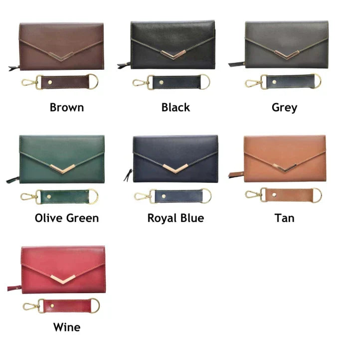 Vegan Leather Lady Wallet and Keychain - Black