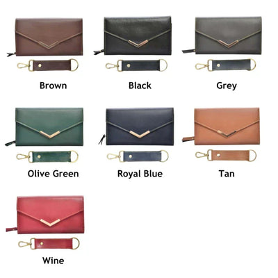 Vegan Leather Lady Wallet and Keychain - Brown