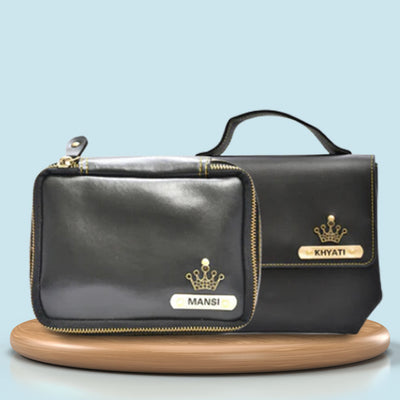 Personalized Mini make up kit + Sling bag - Black