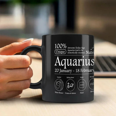 Aquarius Nutrition Facts - Ceramic Black Coffee Mug
