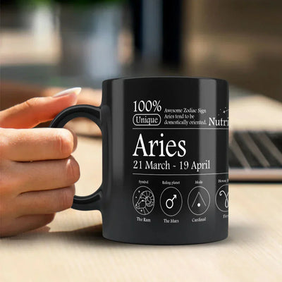 Aries Nutrition Facts - Ceramic Black Coffee Mug