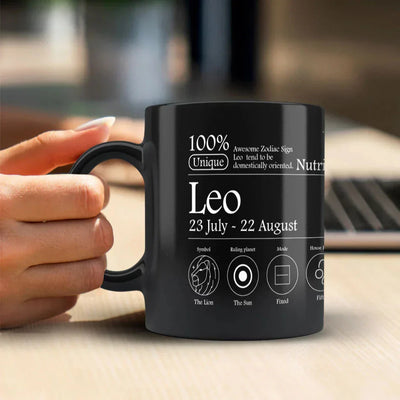 Leo Nutrition Facts - Ceramic Black Coffee Mug