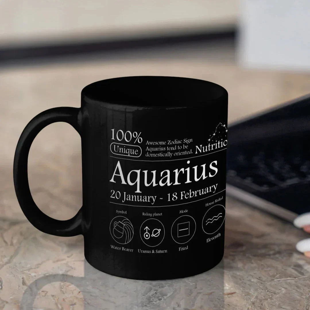 Aquarius Nutrition Facts - Ceramic Black Coffee Mug