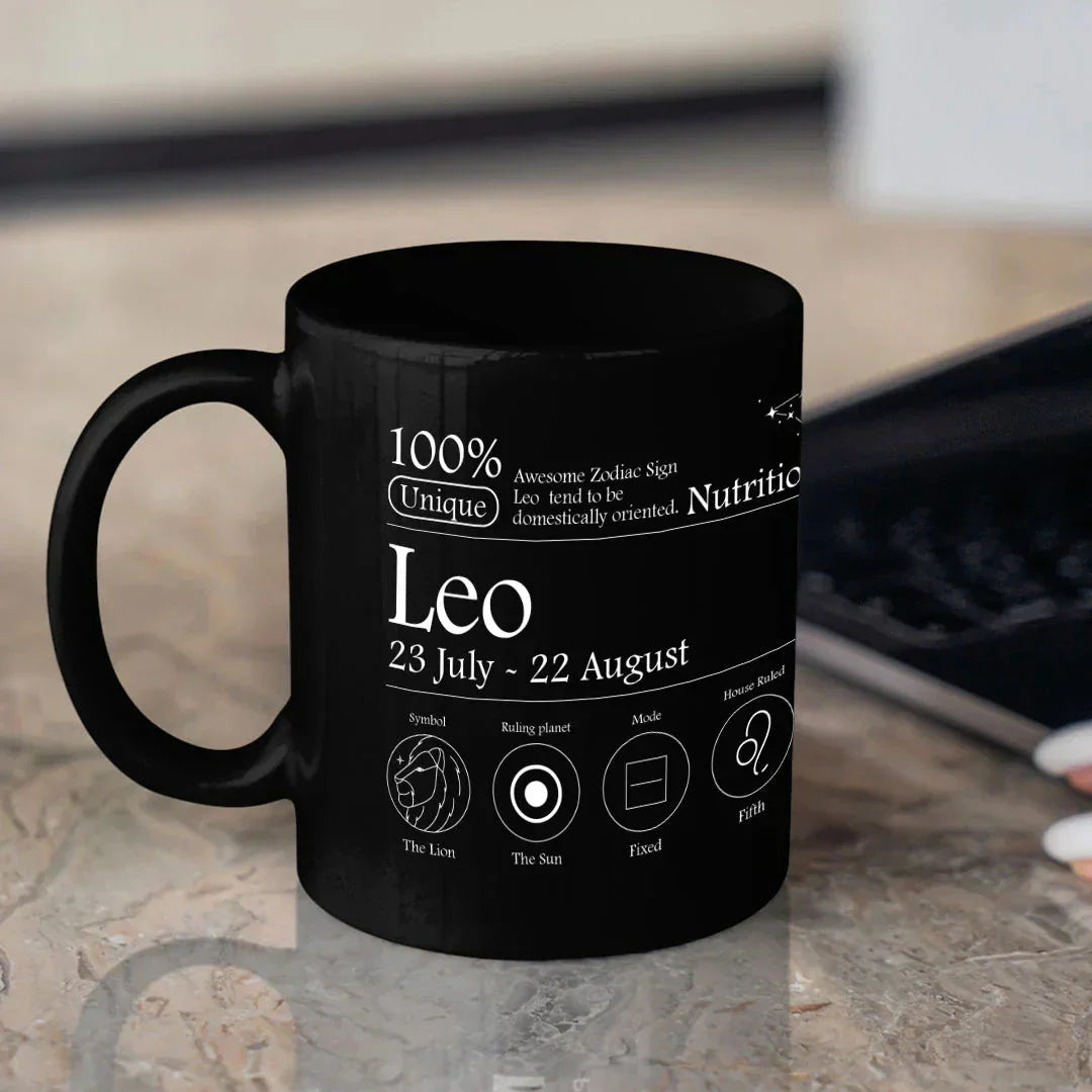 Leo Nutrition Facts - Ceramic Black Coffee Mug