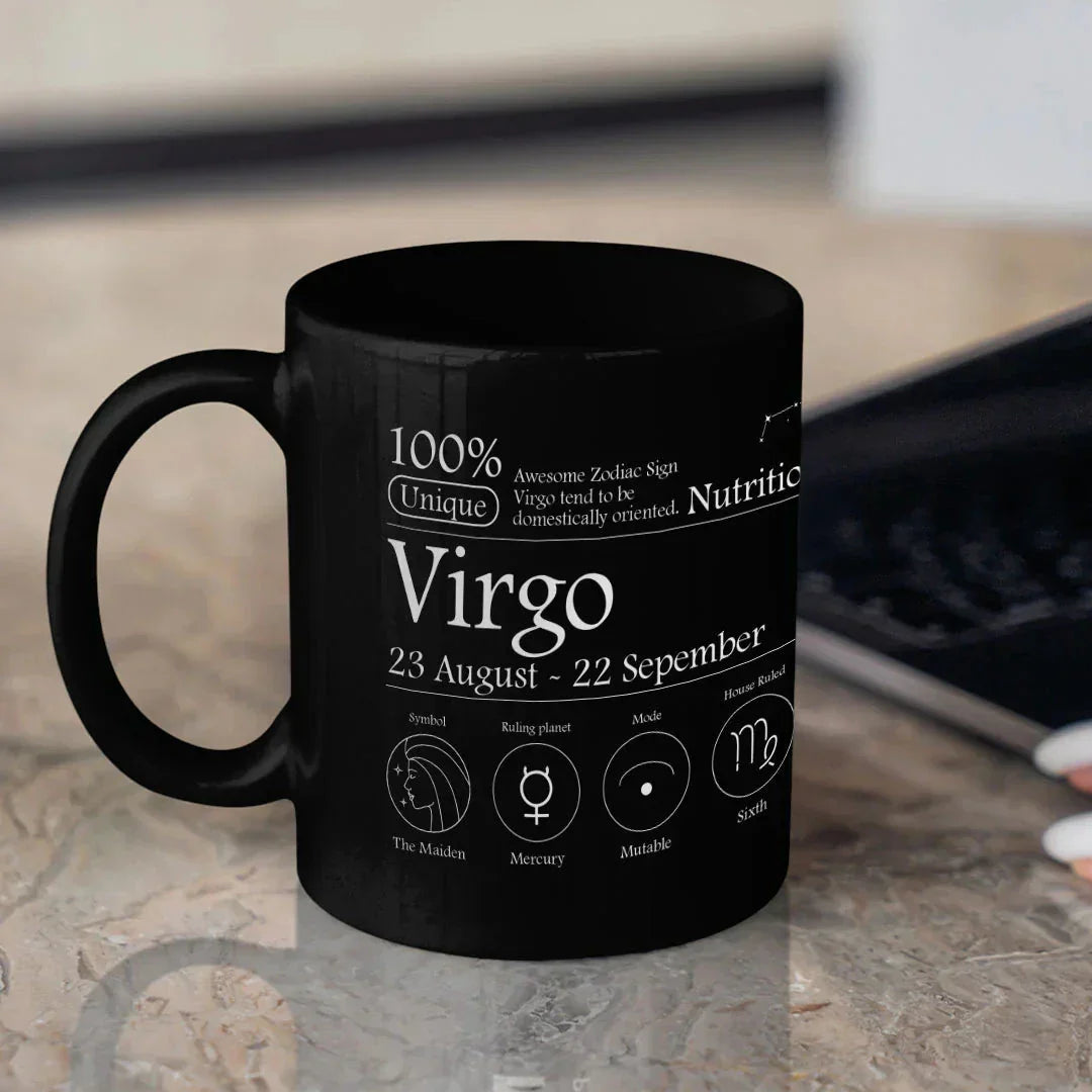 Virgo Nutrition Facts - Ceramic Black Coffee Mug
