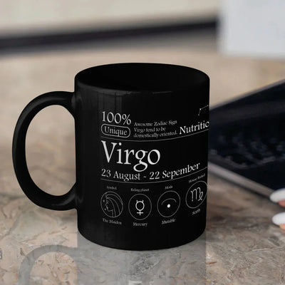 Virgo Nutrition Facts - Ceramic Black Coffee Mug