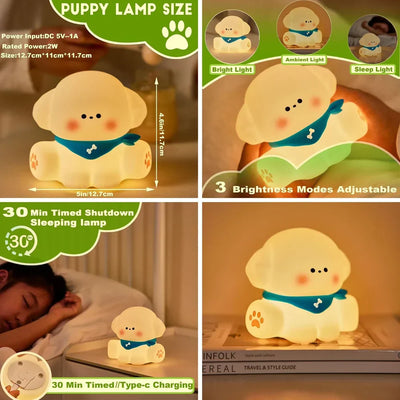 Cute Puppy 3D Silicon Touch Lamp - USB Chargeable