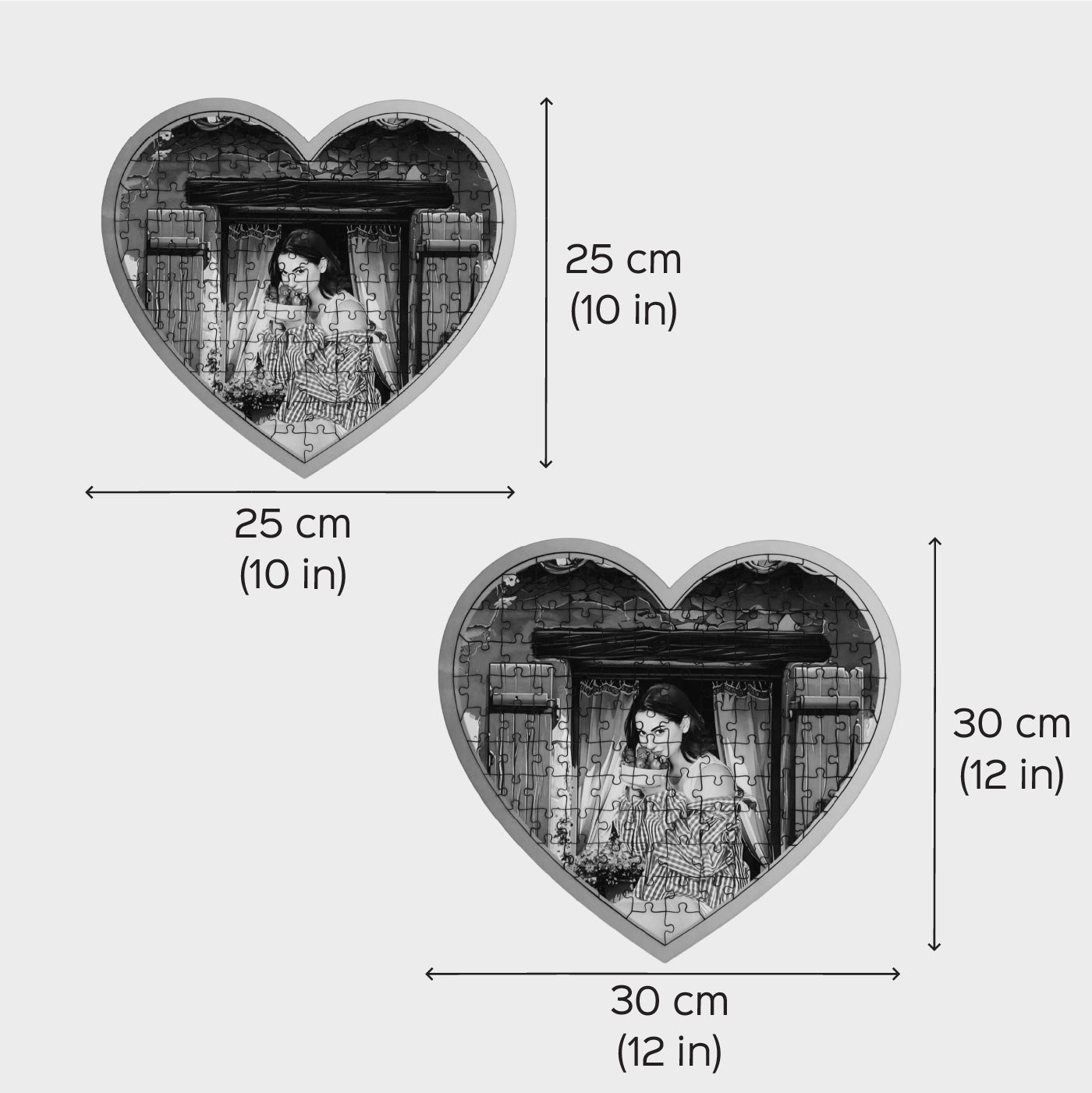 Photo Personalized Modern Pink Heart Shaped MDF Wood Puzzle