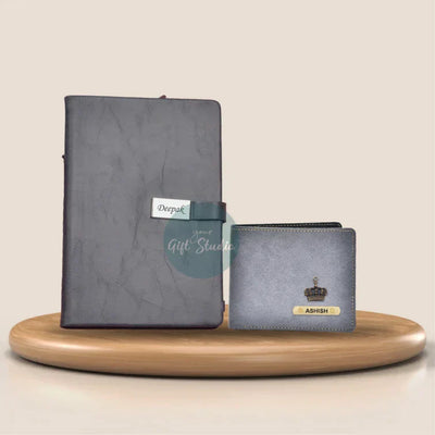 Customized Men's Wallet and Diary Combo - Grey