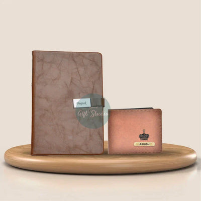 Customized Men's Wallet and Diary Combo - Brown