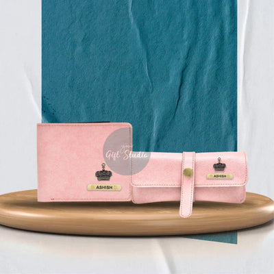 Customized Men's Wallet and Eyewear Case - Pink