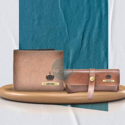 Customized Men's Wallet and Eyewear Case - Brown