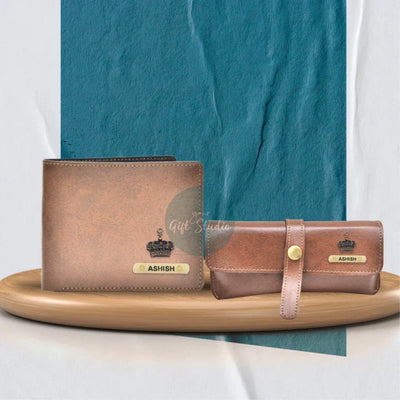 Customized Men's Wallet and Eyewear Case - Brown