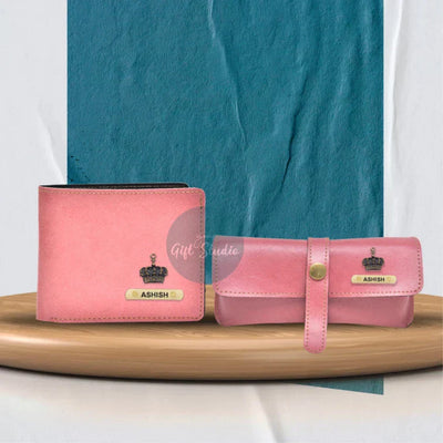 Customized Men's Wallet and Eyewear Case - Peach