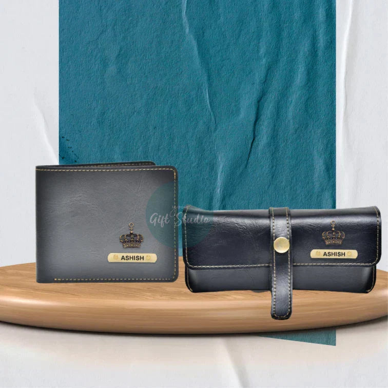 Customized Men's Wallet and Eyewear Case - Black
